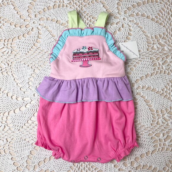 Lemon Loves Layette Baby Girl 6-12 Months First Birthday Colorful Bubble Romper - Picture 1 of 5